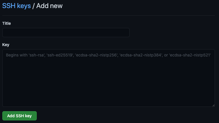 GitHub SSH keys Add new